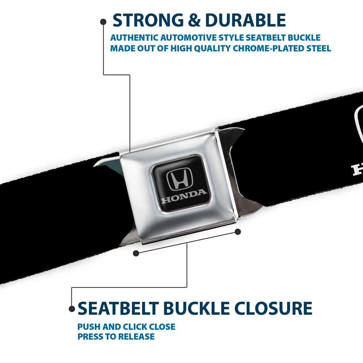 Honda Seatbelt Belt - Honda Logo Black/White Webbing