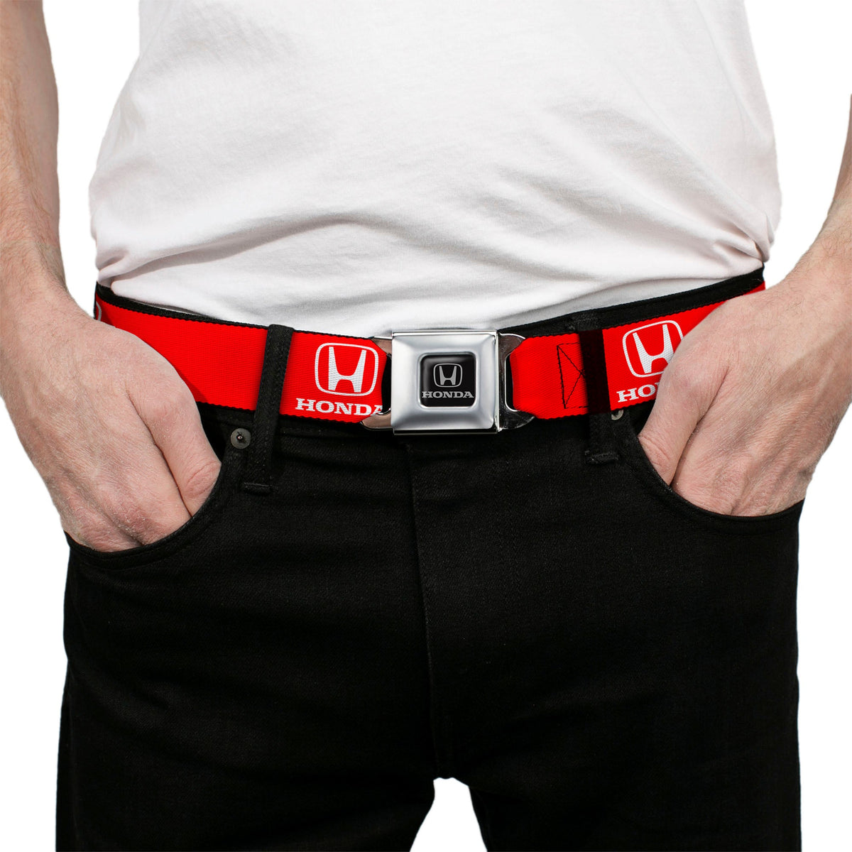 Honda Seatbelt Belt - Honda Logo Red/White Webbing