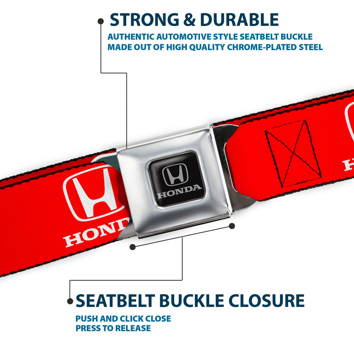 Honda Seatbelt Belt - Honda Logo Red/White Webbing
