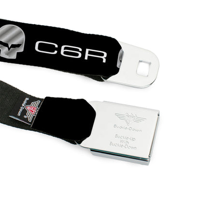 C6R Jake Skull Seatbelt Belt - C6R Racing Skull Logo Black/Silver Webbing
