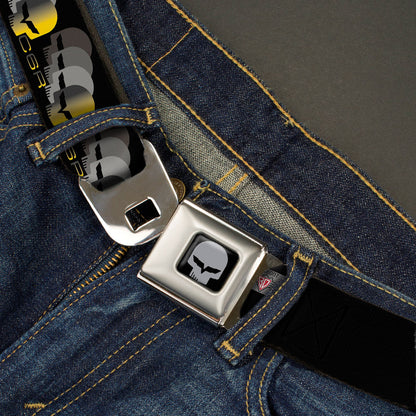 C6R Jake Skull Seatbelt Belt - C6 Racing w/Skull Repeat Black/Yellow/Silver Webbing