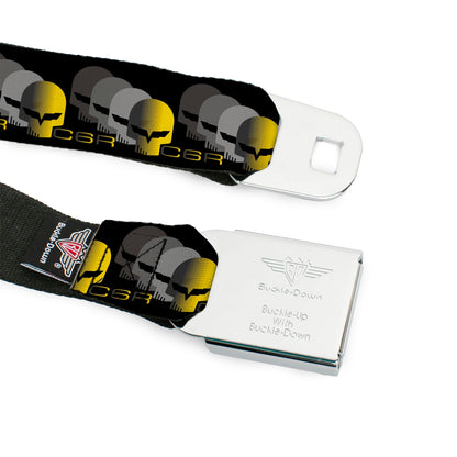 C6R Jake Skull Seatbelt Belt - C6 Racing w/Skull Repeat Black/Yellow/Silver Webbing