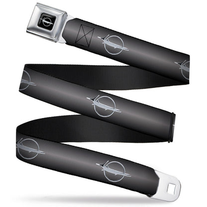 Barracuda Emblem Full Color Black Silver Seatbelt Belt - Barracuda Emblem Repeat Gray Fade/Silver Webbing