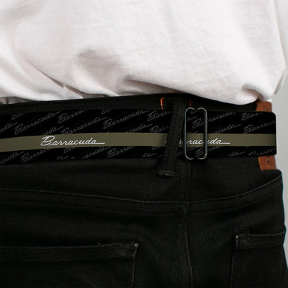 BARRACUDA Script Logo Full Color Black White Seatbelt Belt - BARRACUDA Script Stripe/Monogram Black/Gray/Olive/Silver Webbing