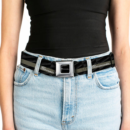 BARRACUDA Script Logo Full Color Black White Seatbelt Belt - BARRACUDA Script Stripe/Monogram Black/Gray/Olive/Silver Webbing