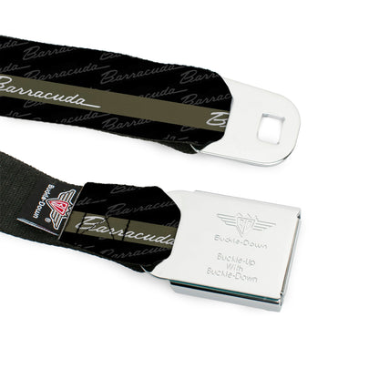 BARRACUDA Script Logo Full Color Black White Seatbelt Belt - BARRACUDA Script Stripe/Monogram Black/Gray/Olive/Silver Webbing
