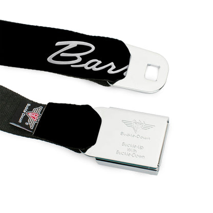 BARRACUDA Script Logo Full Color Black White Seatbelt Belt - BARRACUDA Script Logo Black/Silver Webbing