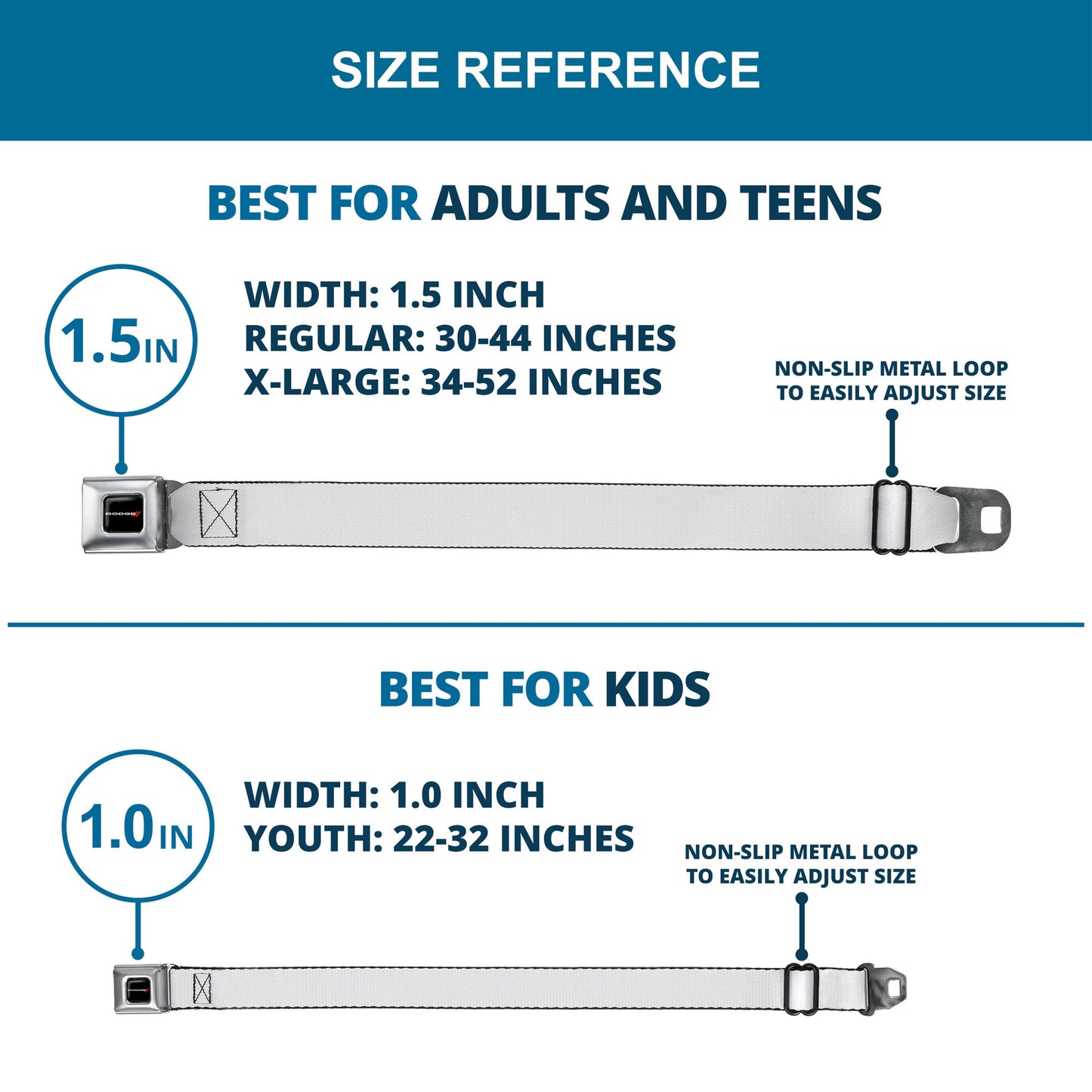 Dodge Red Rhombus Seatbelt Belt - White Webbing