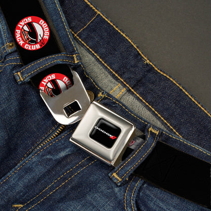 Dodge Red Rhombus Full Color Seatbelt Belt - DODGE SCAT PACK CLUB Bumblebee Logo Black/Red/White Webbing