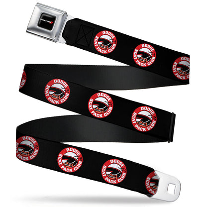 Dodge Red Rhombus Full Color Seatbelt Belt - DODGE SCAT PACK CLUB Bumblebee Logo Black/Red/White Webbing