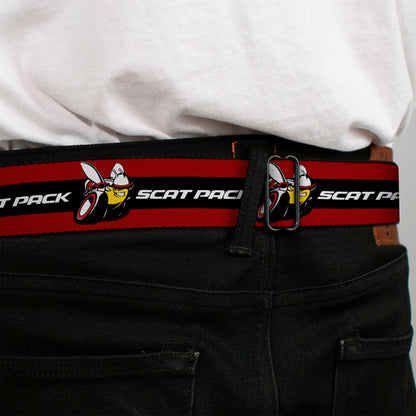 Dodge Red Rhombus Full Color Seatbelt Belt - Dodge SCAT PACK Badge Logo Stripe Red/Black/White Webbing