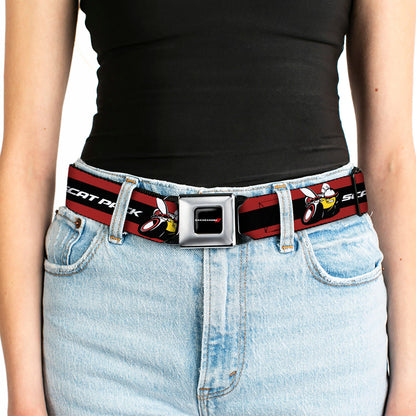 Dodge Red Rhombus Full Color Seatbelt Belt - Dodge SCAT PACK Badge Logo Stripe Red/Black/White Webbing