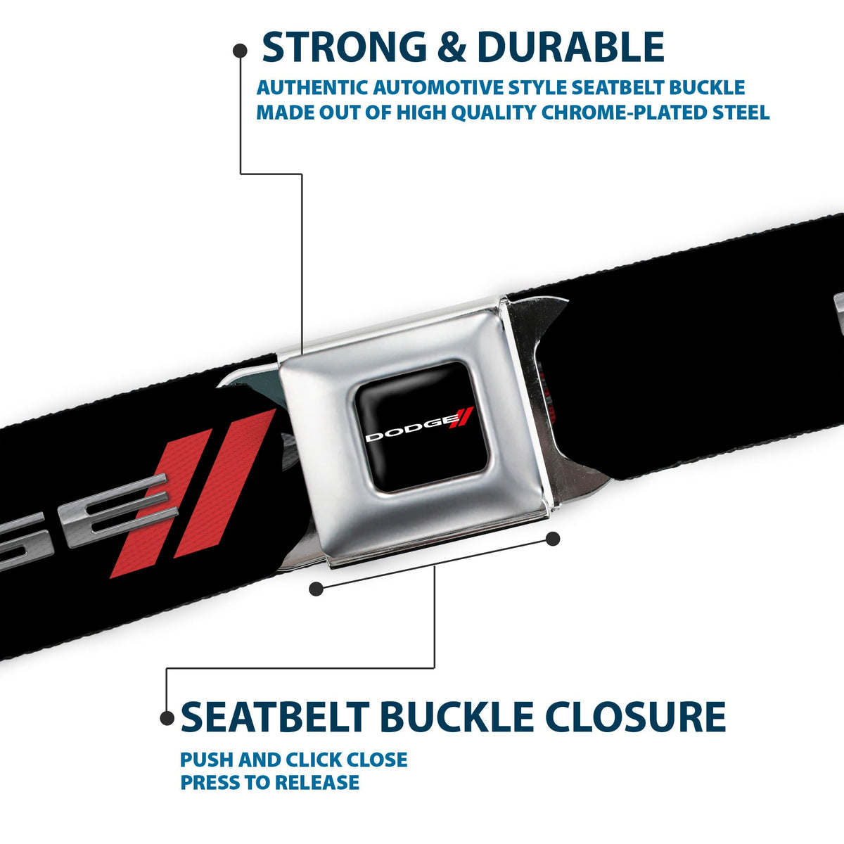 Dodge Red Rhombus Full Color Seatbelt Belt - Dodge Red Rhombus REPEAT Webbing