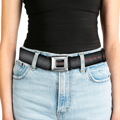 DODGE Full Color Gray Red Seatbelt Belt - Dodge 100th Anniversary Logo Black-Gray Fade/Red Webbing