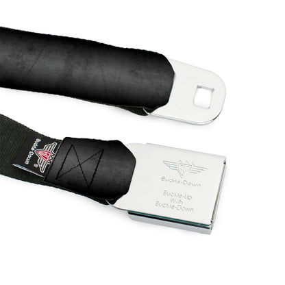 DODGE Full Color Gray Red Seatbelt Belt - Dodge 100th Anniversary Logo Black-Gray Fade/Red Webbing