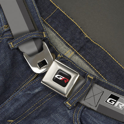 Toyota Gazoo Racing GR Logo Full Color Black/White/Red Seatbelt Belt - TOYOTA GAZOO RACING GR Logo and Text Grays/Black/White Webbing