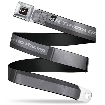 Toyota Gazoo Racing GR Logo Full Color Black/White/Red Seatbelt Belt - TOYOTA GAZOO RACING GR Logo and Text Grays/Black/White Webbing