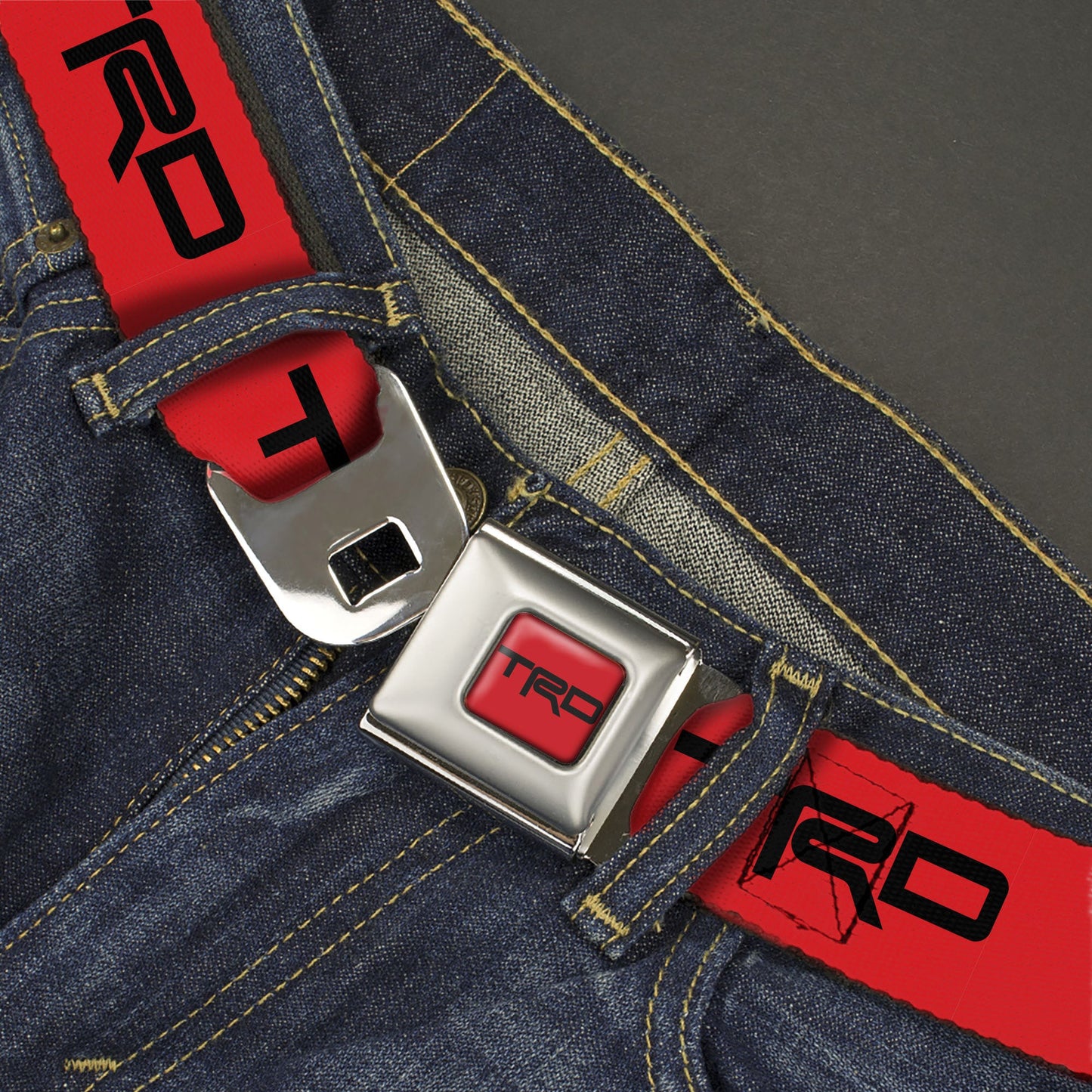 Toyota Racing Development TRD Logo Full Color Red/Black Seatbelt Belt - TRD Logo Red/Black Webbing