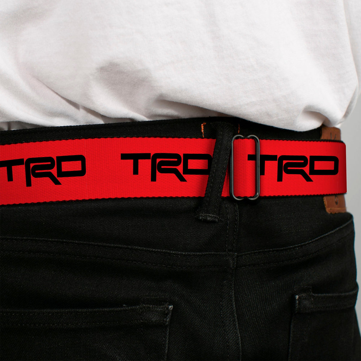 Toyota Racing Development TRD Logo Full Color Red/Black Seatbelt Belt - TRD Logo Red/Black Webbing