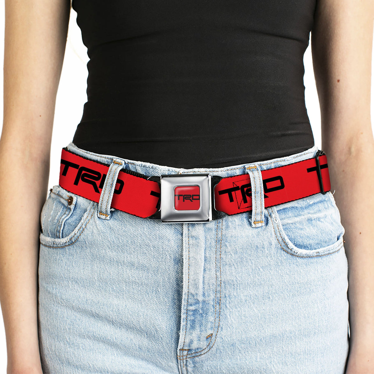 Toyota Racing Development TRD Logo Full Color Red/Black Seatbelt Belt - TRD Logo Red/Black Webbing