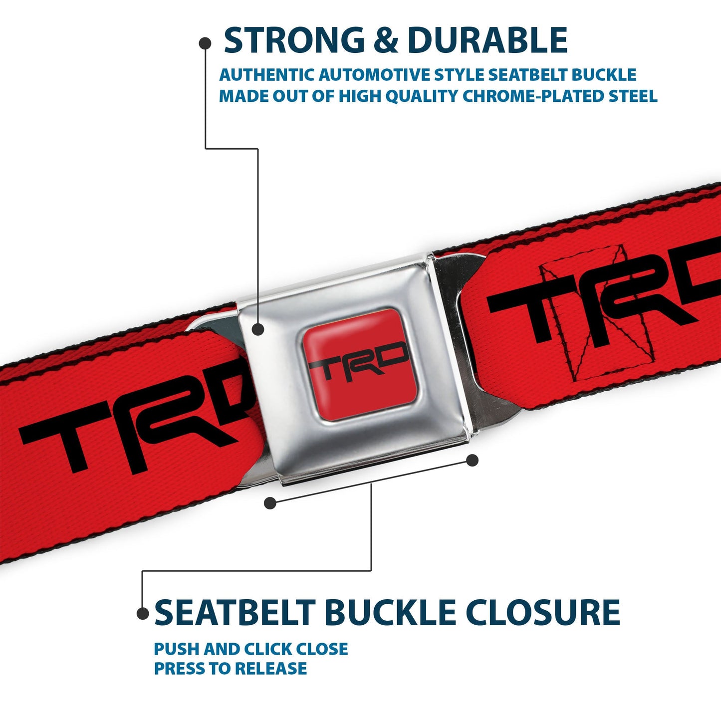 Toyota Racing Development TRD Logo Full Color Red/Black Seatbelt Belt - TRD Logo Red/Black Webbing
