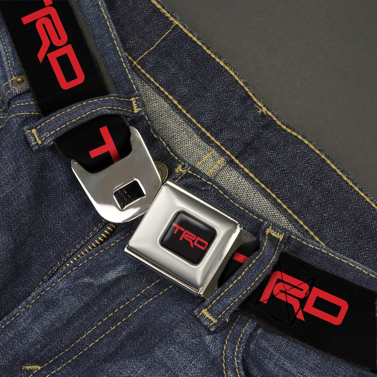 Toyota Racing Development TRD Logo Full Color Black/Red Seatbelt Belt - Toyota Racing Development TRD Logo Black/Red Webbing