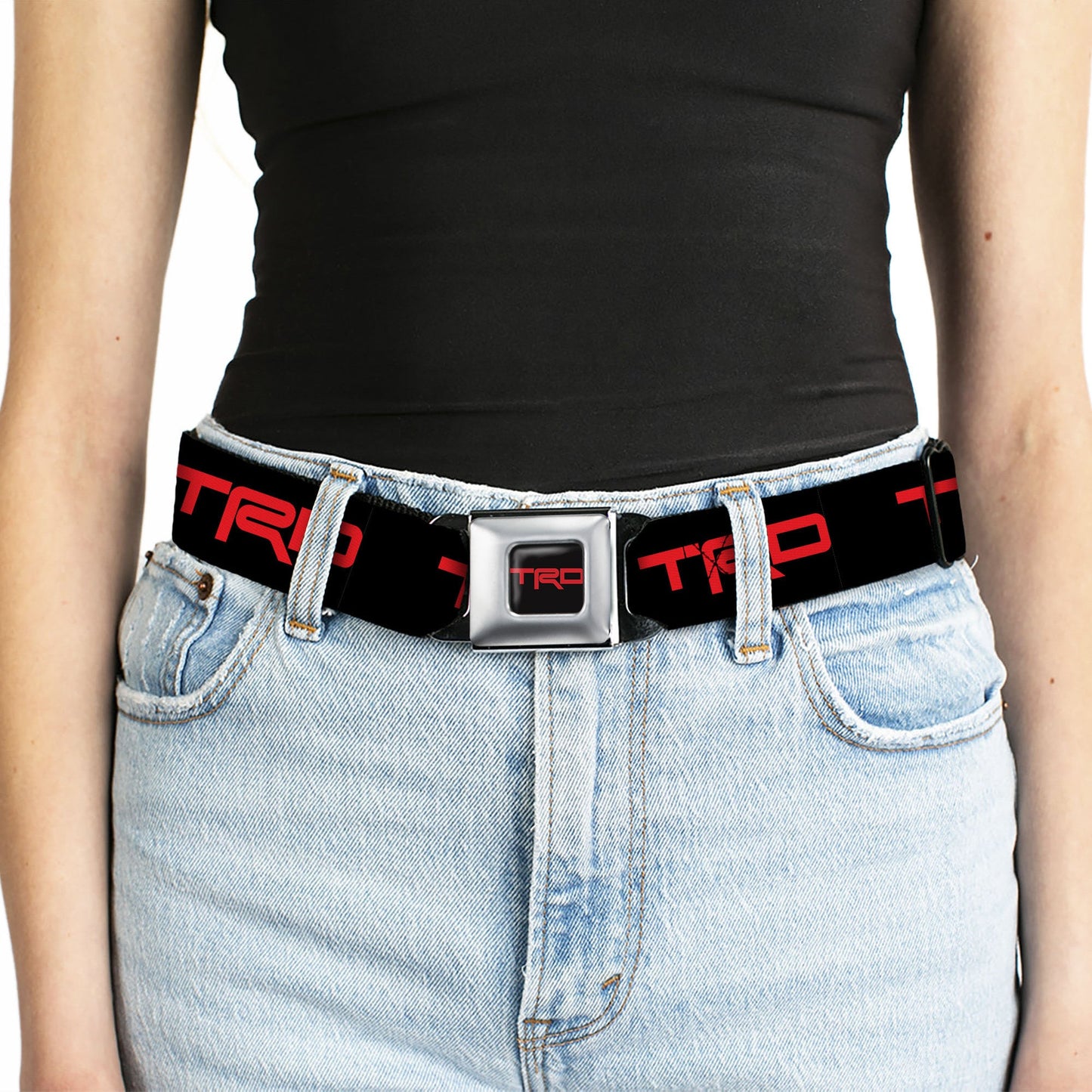Toyota Racing Development TRD Logo Full Color Black/Red Seatbelt Belt - Toyota Racing Development TRD Logo Black/Red Webbing
