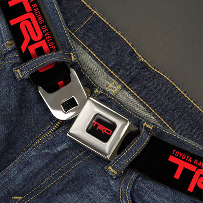 Toyota Racing Development TRD Logo Full Color Black/Red Seatbelt Belt - TOYOTA RACING DEVELOPMENT Text and TRD Logo Black/Red Webbing