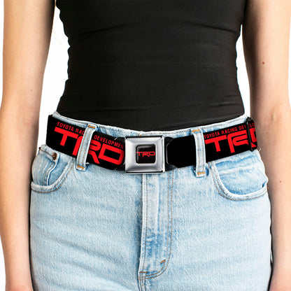 Toyota Racing Development TRD Logo Full Color Black/Red Seatbelt Belt - TOYOTA RACING DEVELOPMENT Text and TRD Logo Black/Red Webbing