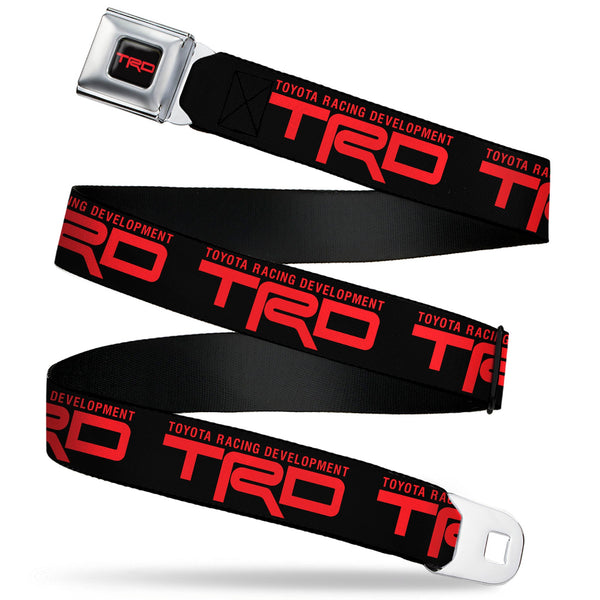 Toyota Racing Development TRD Logo Full Color Black/Red Seatbelt Belt - TOYOTA RACING DEVELOPMENT Text and TRD Logo Black/Red Webbing