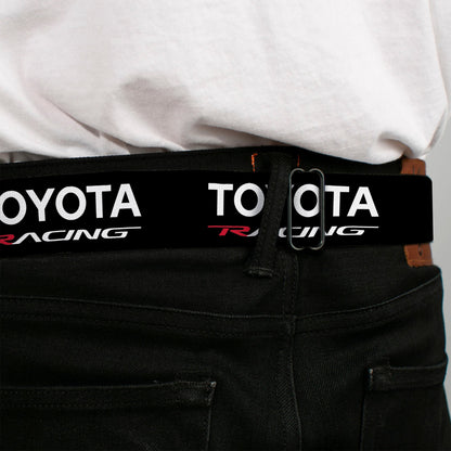 Toyota Racing Development TRD Logo Full Color Black/Red Seatbelt Belt - TRD TOYOTA RACING Text Black/White/Red Webbing