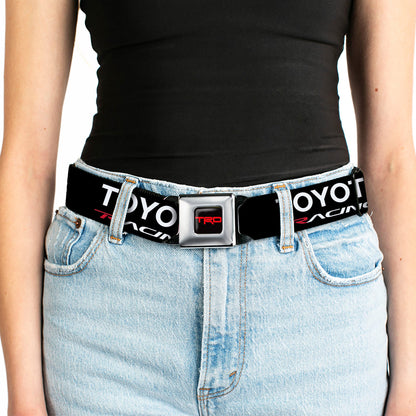 Toyota Racing Development TRD Logo Full Color Black/Red Seatbelt Belt - TRD TOYOTA RACING Text Black/White/Red Webbing