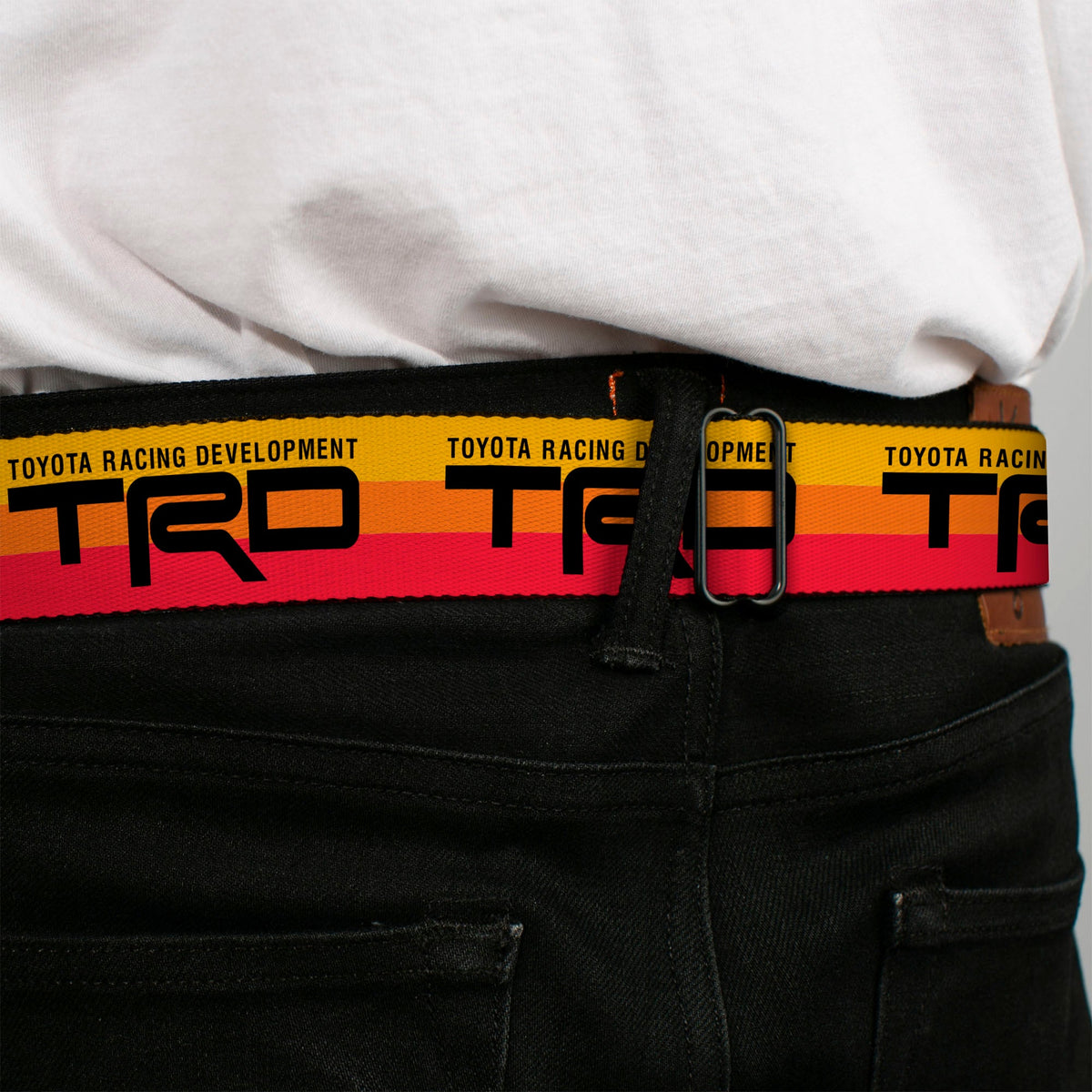 Toyota Racing Development TRD Logo Full Color Orange/Black Seatbelt Belt - TOYOTA RACING DEVELOPMENT TRD Logo Rally Stripe Sunset Webbing