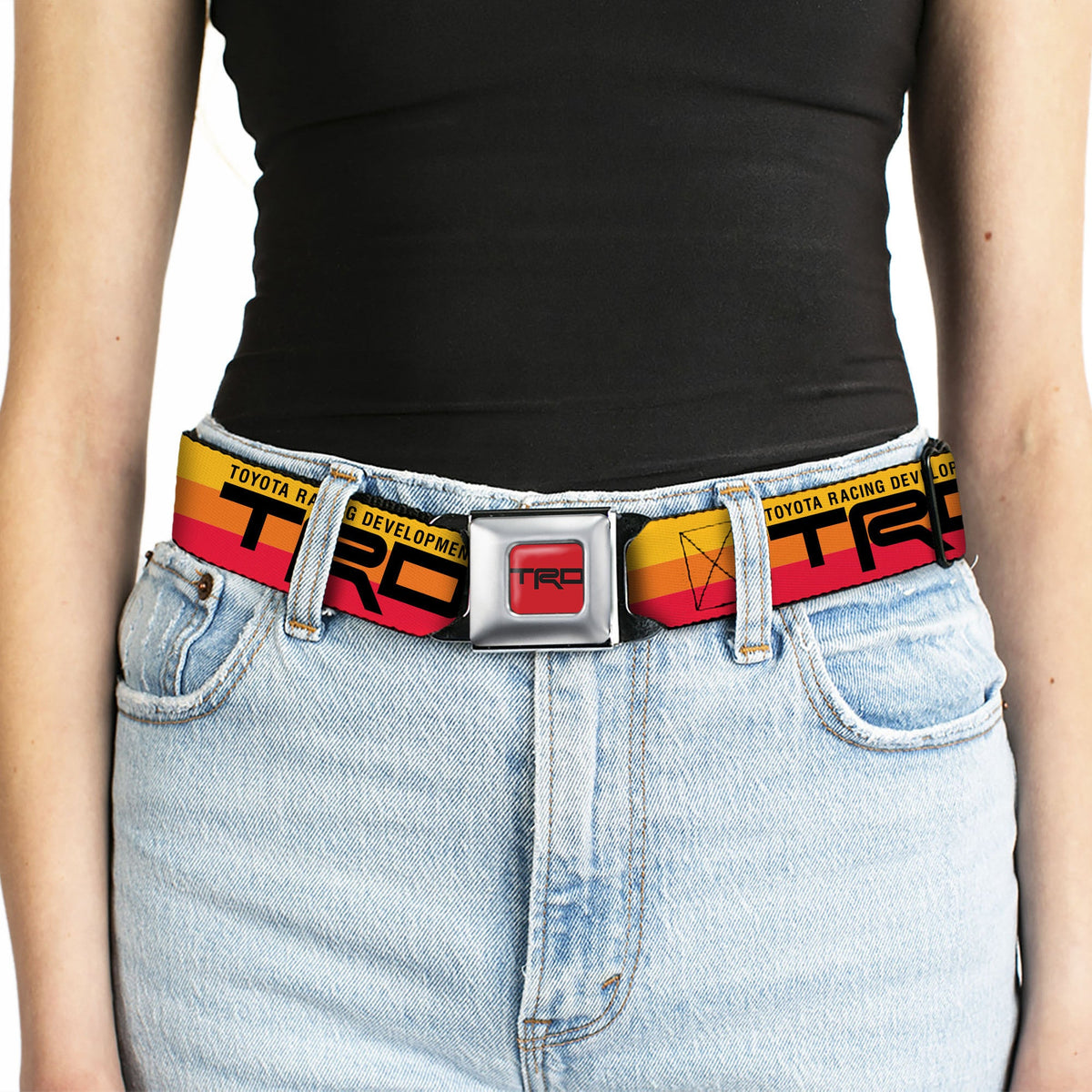 Toyota Racing Development TRD Logo Full Color Orange/Black Seatbelt Belt - TOYOTA RACING DEVELOPMENT TRD Logo Rally Stripe Sunset Webbing