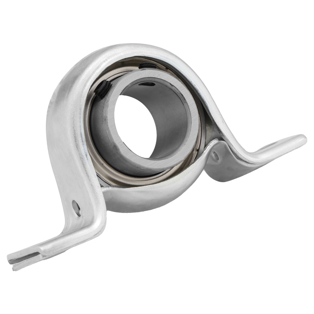 SBPP202, Pressed Steel Pillow Block, 0.591" Bore, with locking set screw for reliable operation.