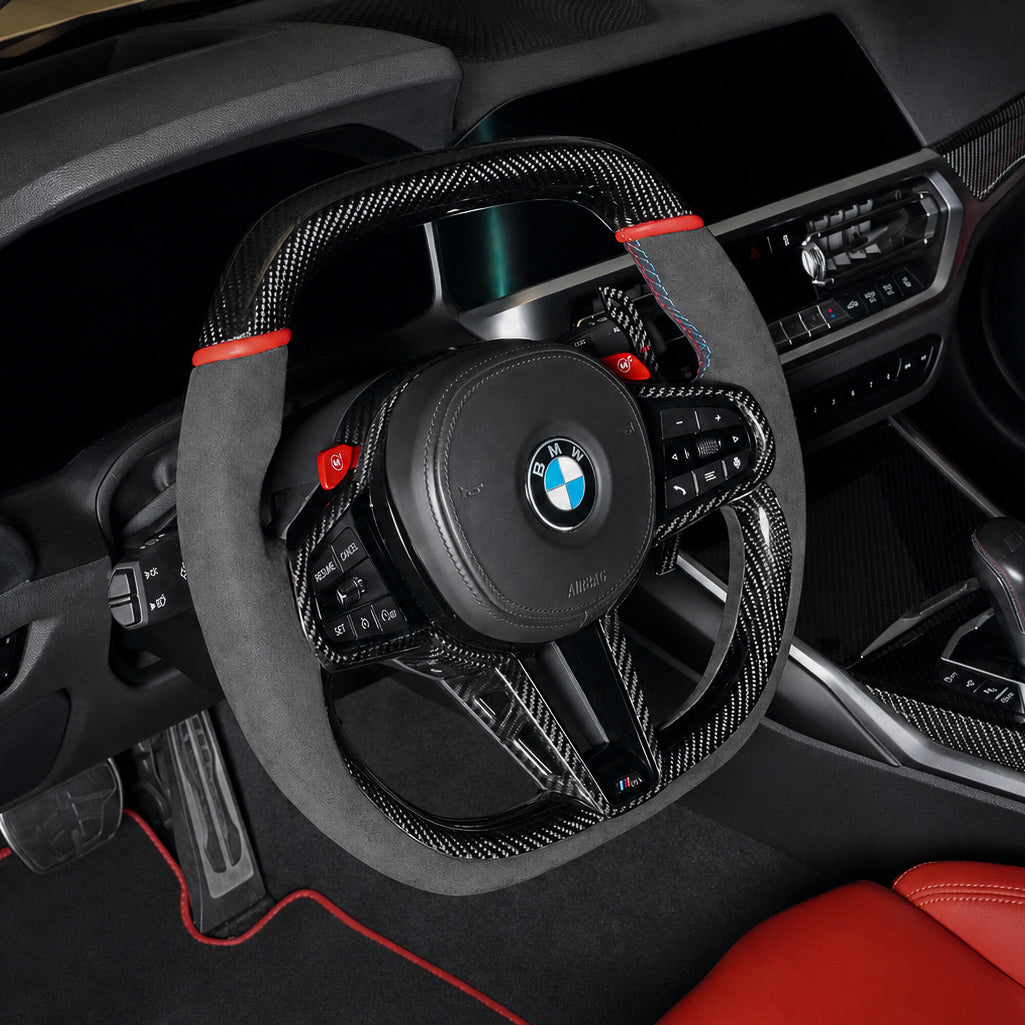 BMW G30 F90 G05 G06 G07 G14 G15 G16 Carbon Fiber Steering Wheel | Alcantara Flat Bottom | M5 M8 X5 X6 X7 SuperNova