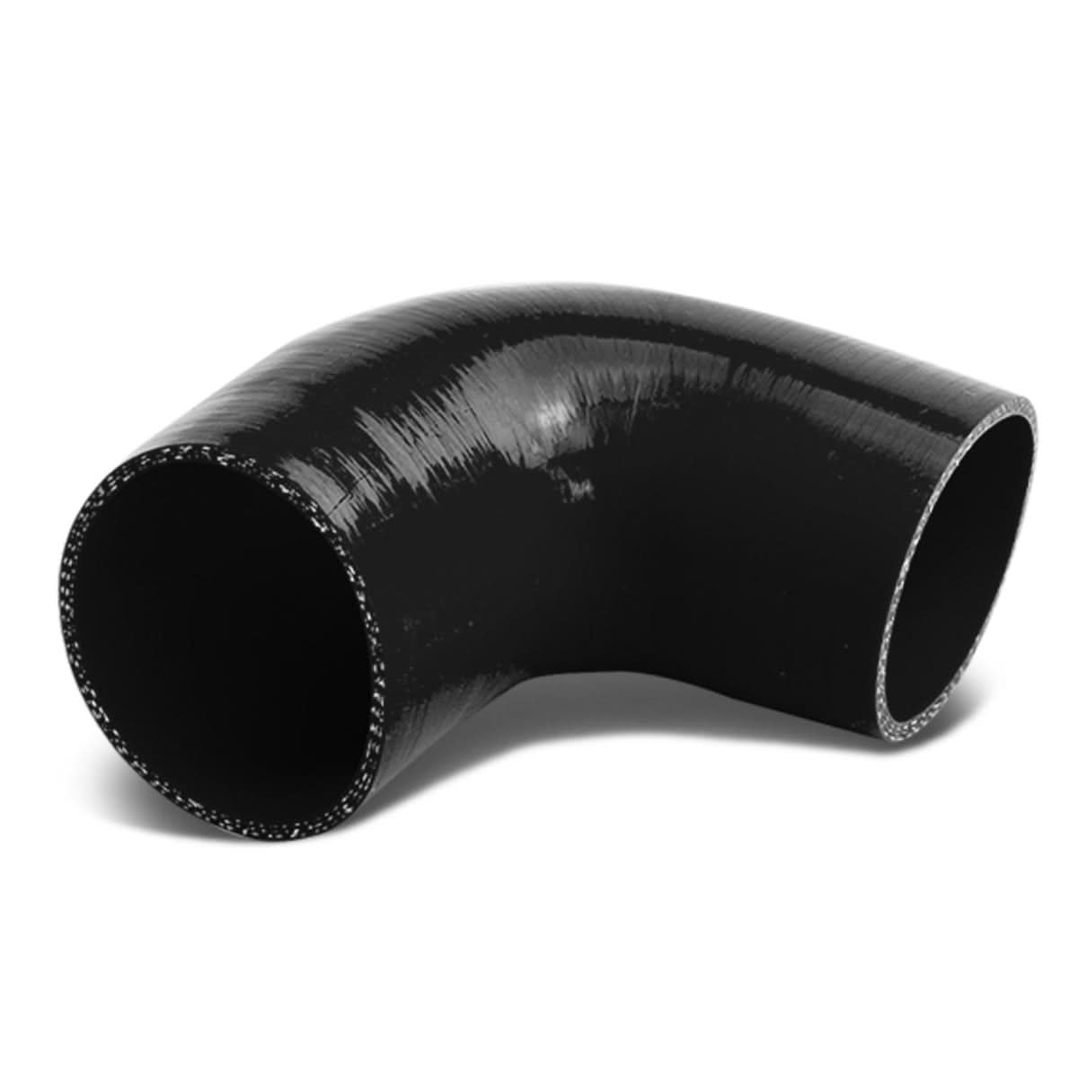 3.00" to 4.00" Silicone Reducer Hose with 90 Degree Bend - Black