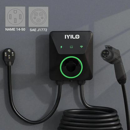 IYILO Level 2 EV Charger NEMA 14-50 J1772 Wall-mounted Plug In - 40A