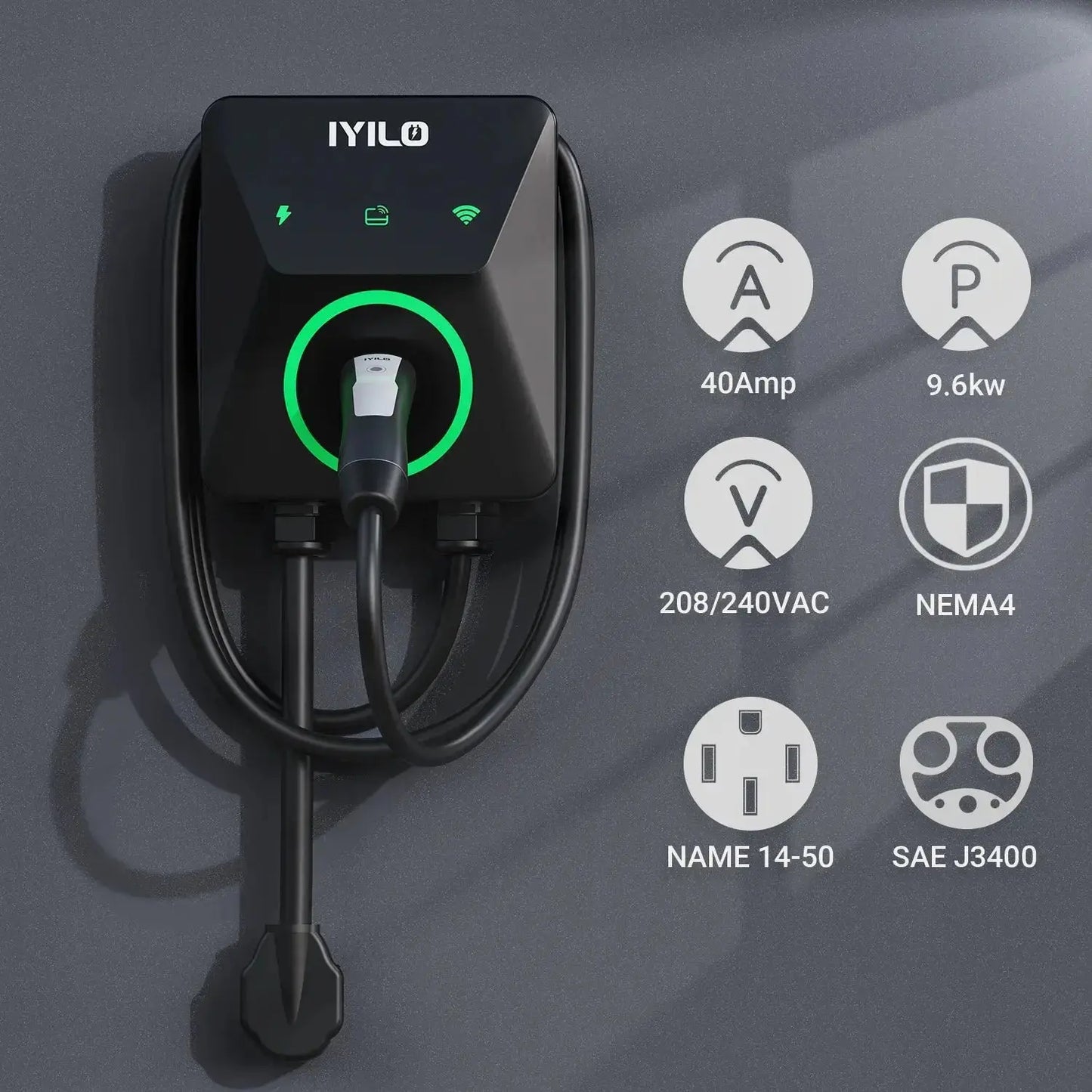 IYILO Level 2 EV Charger NACS (J3400) Plug-In – 40A