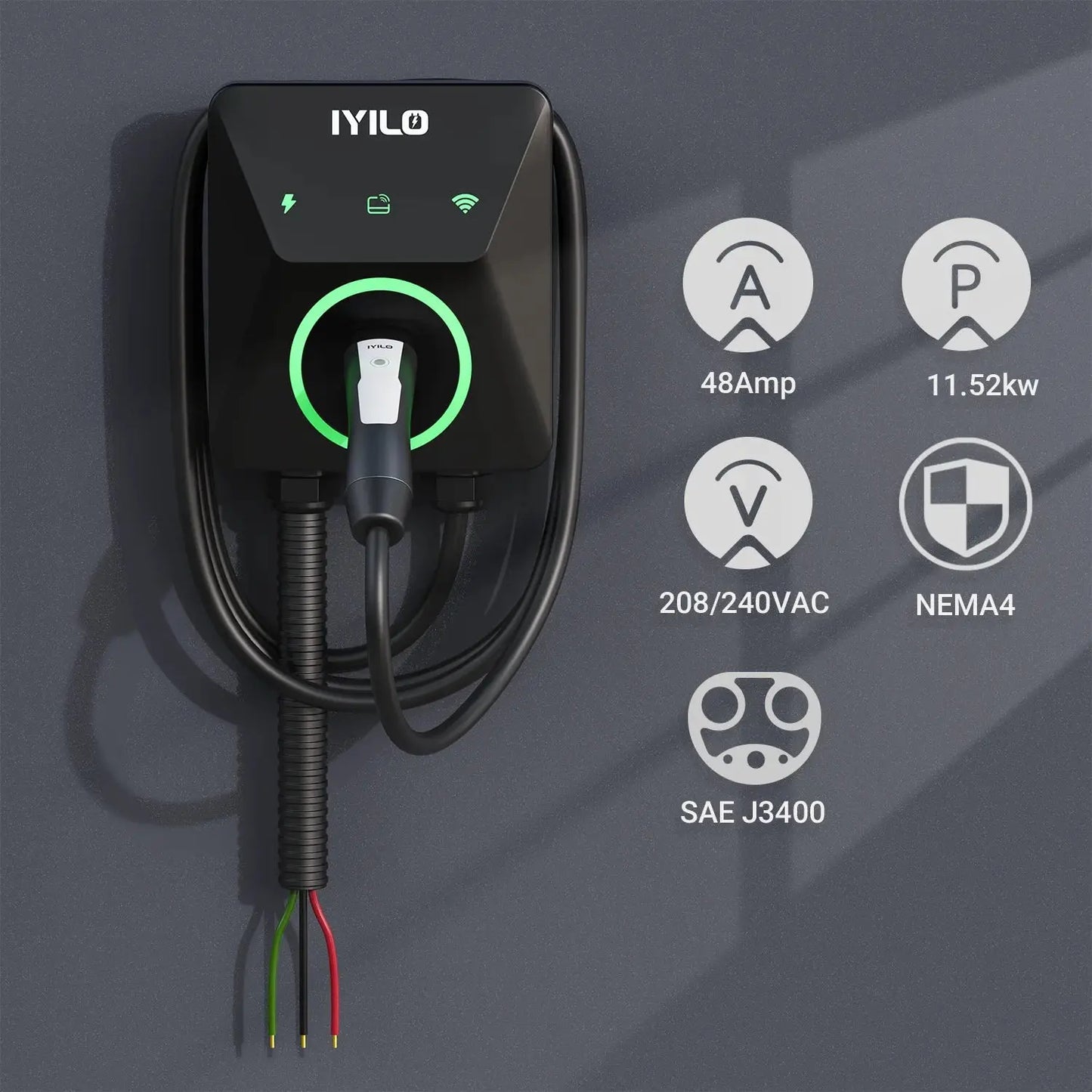 IYILO Level 2 EV Charger NACS (J3400)Hardwired – 48A