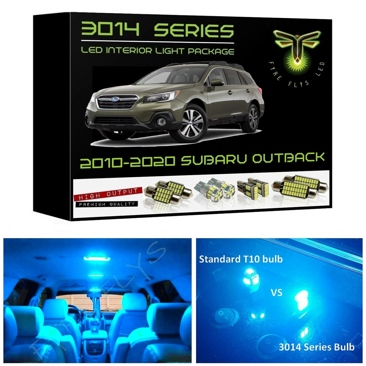 2010-2020 Subaru Outback Super Bright 3014 Series LED interior light kit