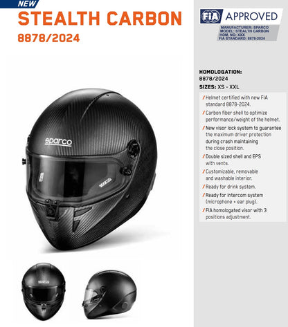 Sparco Stealth Carbon Fiber Karting Helmet | FIA 8878-2024