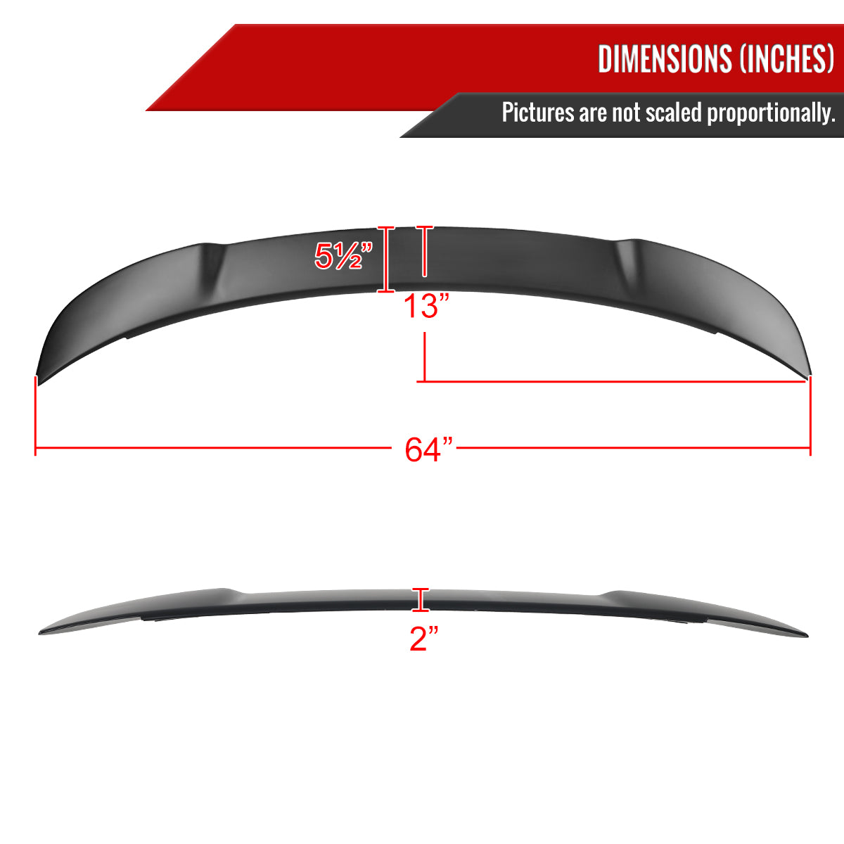 2015-2021 Dodge Charger Matte Black ABS Hellcat Style Rear Spoiler