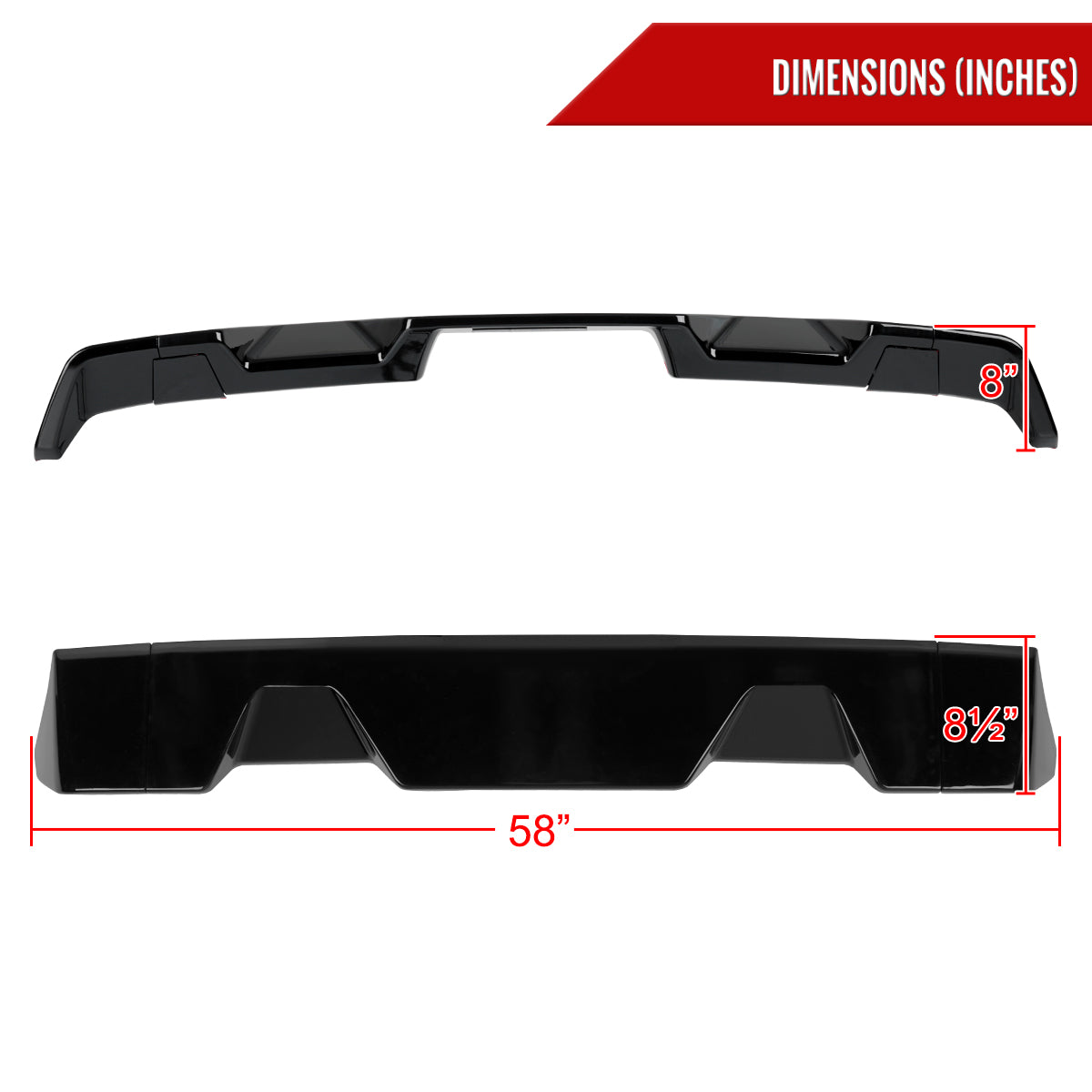 2009-2014 Ford F-150 Glossy Black 3PC Rear Roof Spoiler Wing Kit