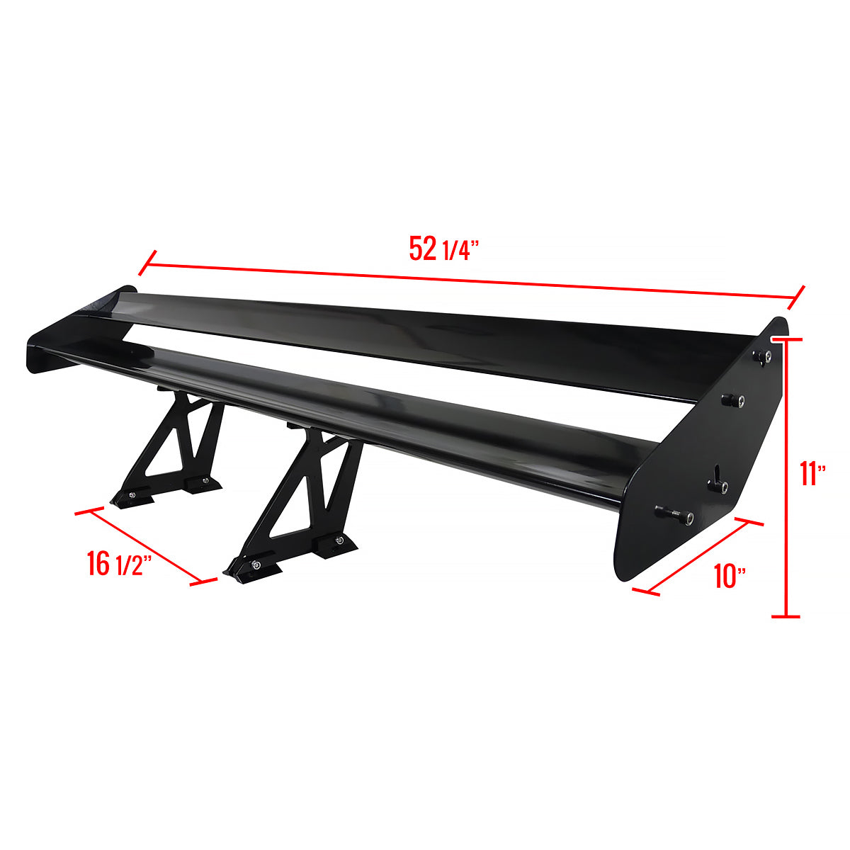 Universal Black CNC Aluminum 52" Double Deck Adjustable Trunk Spoiler Wing