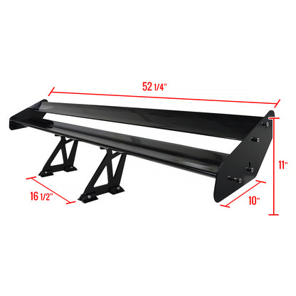 Universal Black CNC Aluminum 52" Double Deck Adjustable Trunk Spoiler Wing