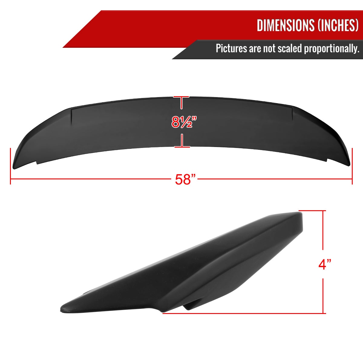 2010-2014 Ford Mustang Matte Black ABS Factory GT500 Style Rear Spoiler