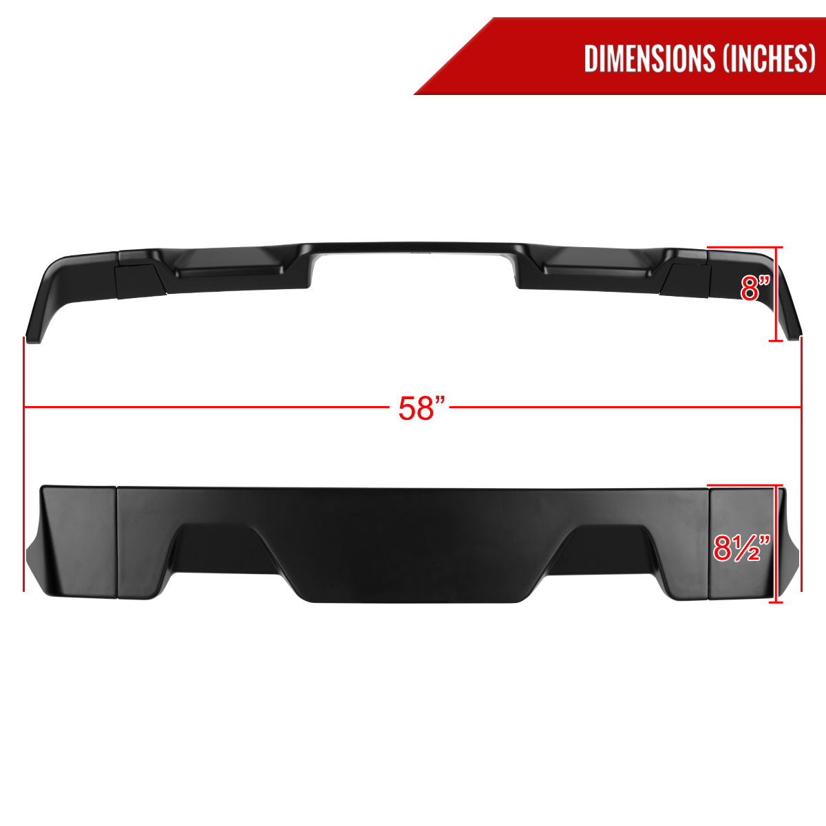 2013-2018 Dodge RAM 1500 Rear Roof Matte Black Truck Spoiler Wing Kit