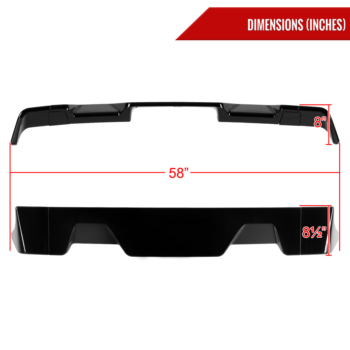 2013-2018 Dodge RAM 1500 Rear Roof Glossy Black Truck Spoiler Wing Kit