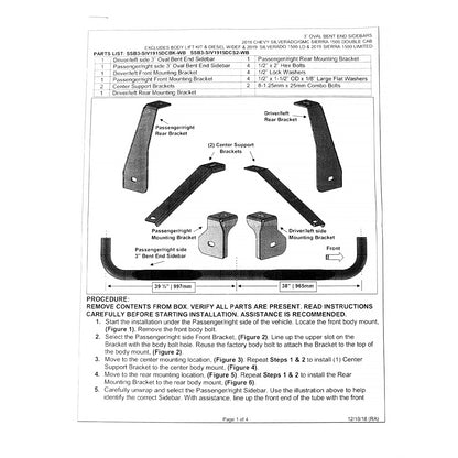 2019-2021 Chevrolet Silverado/GMC Sierra Double Cab 3" Black Stainless Steel Side Step Nerf Bars